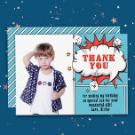 Superhero Comic Speech Bubble Boy Foto Geburtstag Dankeskarte<br><div class="desc">Superhero Comic Speech Bubble Boy Foto Geburtstag Danke Karte. Fügen Sie Ihr Foto,  Ihre Nachricht und Ihren Namen hinzu. Spaß Cartoon Geburtstag danke dir Karte für Jungs.</div>