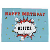 Superhero Comic Speech Bubble Boy Happy Birthday Große Geschenktüte (Rückseite)