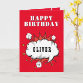 Superhero Comic Speech Bubble Boy Happy Birthday Karte (Gelbe Blume)