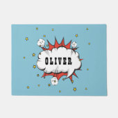 Superhero Comic Speech Bubble Boy Name Fußmatte (Vorderseite)