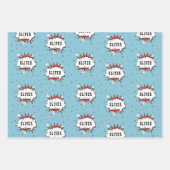 Superhero Comic Speech Bubble Boy Name Geschenkpapier Set (Vorderseite 3)