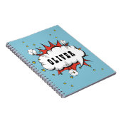 Superhero Comic Speech Bubble Boy Name Notizblock (Rechte Seite)