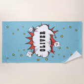 Superhero Comic Speech Bubble Boy Name Strandtuch (Vorderseite)
