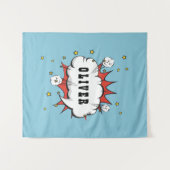 Superhero Comic Speech Bubble Boy Name Wandteppich (Vorderseite (Horizontal))