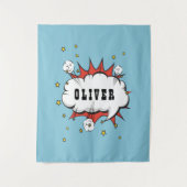 Superhero Comic Speech Bubble Boy Name Wandteppich (Vorderseite)