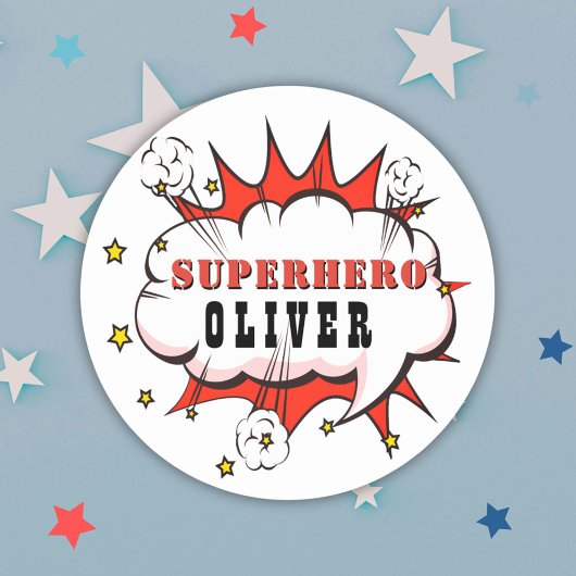 Superhero Comic Speech Bubble Classic Round St Runder Aufkleber