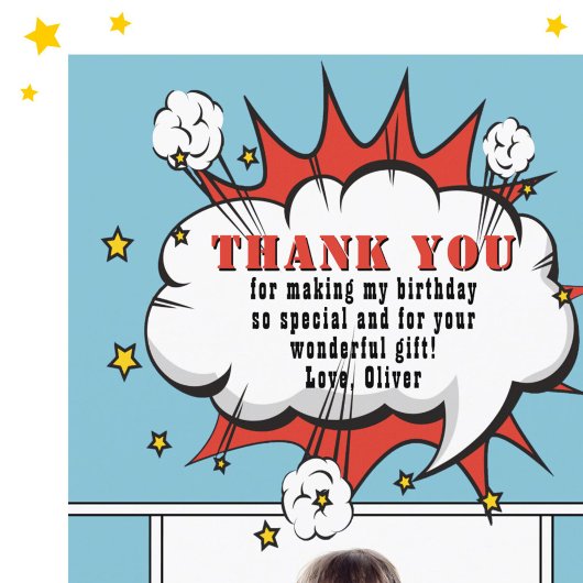 Superhero Comic Speech Bubble Danke Foto Postkarte