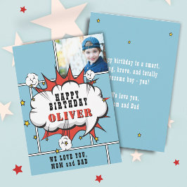 Superhero Comic Speech Bubble Foto Geburtstagskart