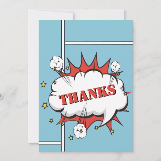 Superhero Comic Speech Bubble Geburtstag Dankeskarte (Vorderseite)