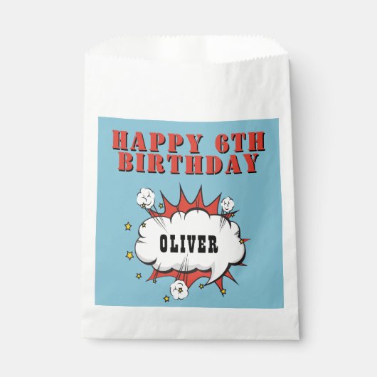 Superhero Comic Speech Bubble Happy Birthday Geschenktütchen (Vorderseite)