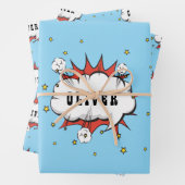 Superhero Comic Speech Bubble Red Boy Name Geschenkpapier Set (Beispiel)