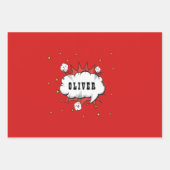 Superhero Comic Speech Bubble Red Boy Name Geschenkpapier Set (Vorderseite)