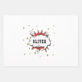 Superhero Comic Speech Bubble Red Boy Name Geschenkpapier Set (Vorderseite)