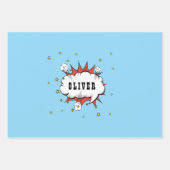 Superhero Comic Speech Bubble Red Boy Name Geschenkpapier Set (Vorderseite)