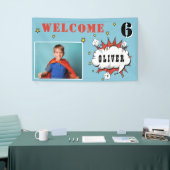 Superhero Comic Speech Cloud Boy Birthday Foto Banner (Messeveranstaltung)