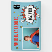 Superhero Comic Speech Cloud Boy Birthday Foto Banner (Vertikal)