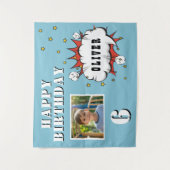 Superhero Comic Speech Cloud Boy Birthday Foto Wandteppich (Vorderseite)