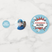 Superhero Comic Speech Cloud Boy Birthday Party Konfetti (Rückseiten)