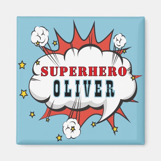 Superhero Comic Speech Cloud Boy Birthday Party Magnet (Vorne)