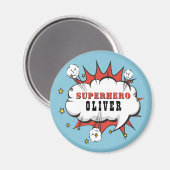 Superhero Comic Speech Cloud Boy Birthday Party Magnet (Vorderseite/Rückseite)