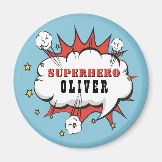 Superhero Comic Speech Cloud Boy Birthday Party Magnet (Vorne)