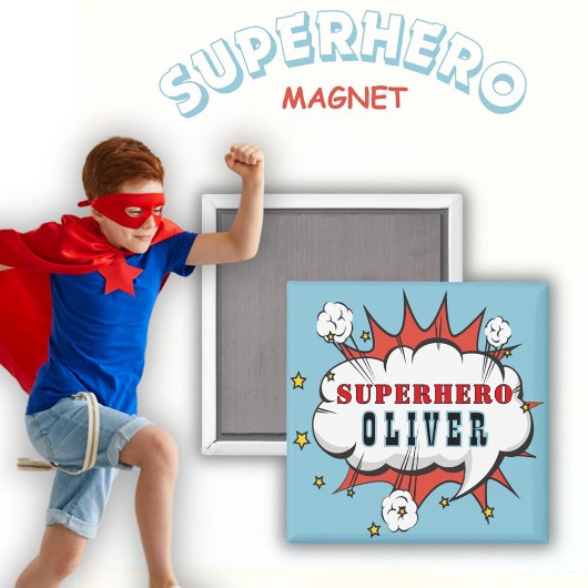 Superhero Comic Speech Cloud Boy Birthday Party Magnet
