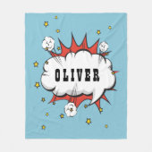 Superhero Comic Speech Cloud Boy Name Fleecedecke (Vorderseite)