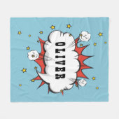 Superhero Comic Speech Cloud Boy Name Fleecedecke (Vorderseite (Horizontal))