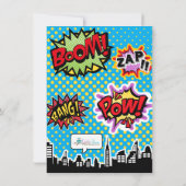 Superhero Comic Strip Blue Vielen Dank Anmerkungen Dankeskarte (Rückseite)