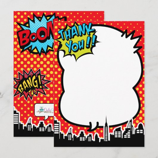 Superhero Comic Strip Danke Notizen (Vorne/Hinten)