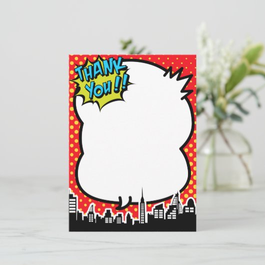 Superhero Comic Strip Danke Notizen (Stehend Vorderseite)