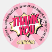 Superhero Comic Style Girl Birthday Pink Vielen Da Runder Aufkleber (Vorderseite)