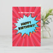 Superhero Comic zum Geburtstag Einladung (Stehend Vorderseite)