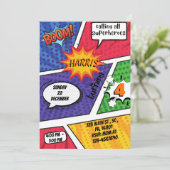 Superhero Comic zum Geburtstag Einladung für Junge (Stehend Vorderseite)