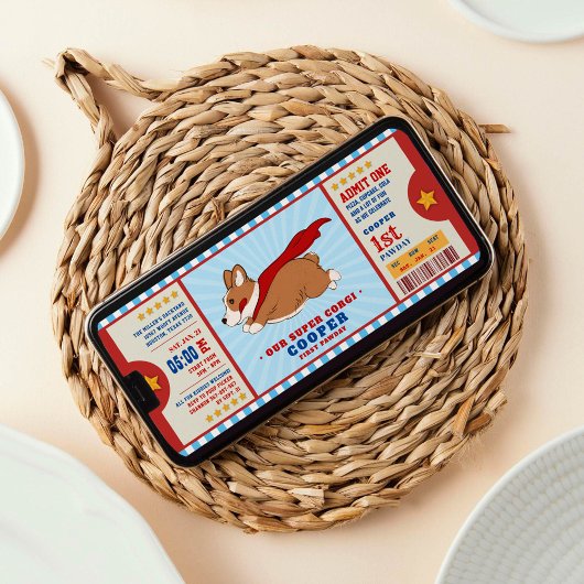 Superhero Corgi Welppy Birthday Party Einladung