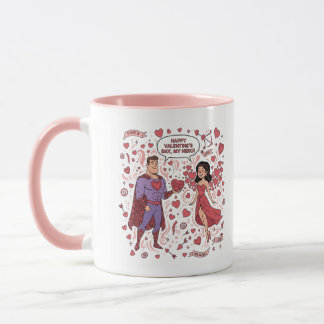 Superhero Couple Valentine Mug Tasse