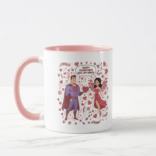 Superhero Couple Valentine Mug Tasse (Links)