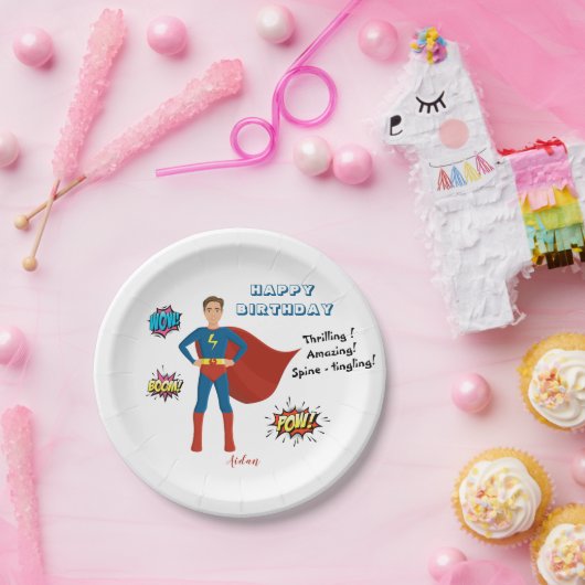 Superhero Custom Foto Geburtstag Pappteller (Party)