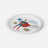 Superhero Custom Foto Geburtstag Pappteller (Schrägansicht)