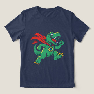 Superhero Dinosaur Cartoon Illustration Tri-Blend Shirt