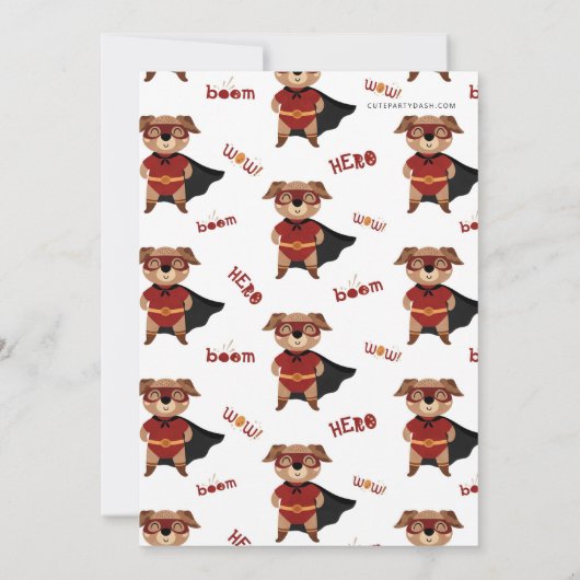 Superhero Dog Birthday Puppy Pawty Einladung (Rückseite)