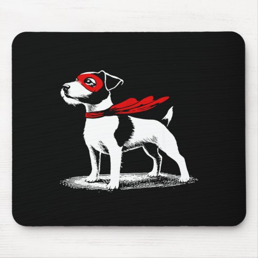 Superhero Dog Cape Illustration Funny Loyal Pet He Mousepad (Vorne)