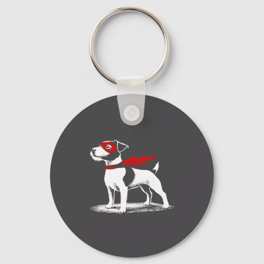 Superhero Dog Cape Illustration Funny Loyal Pet He Schlüsselanhänger (Vorderseite)