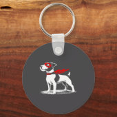 Superhero Dog Cape Illustration Funny Loyal Pet He Schlüsselanhänger (Vorderseite)