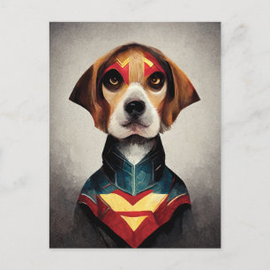 Superhero Dog Portrait BEAGLE Postkarte