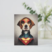 Superhero Dog Portrait | BEAGLE Postkarte (Stehend Vorderseite)