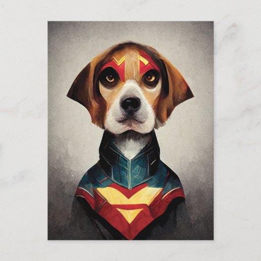 Superhero Dog Portrait | BEAGLE Postkarte (Vorderseite)
