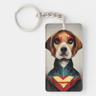 Superhero Dog Portrait   BEAGLE Schlüsselanhänger