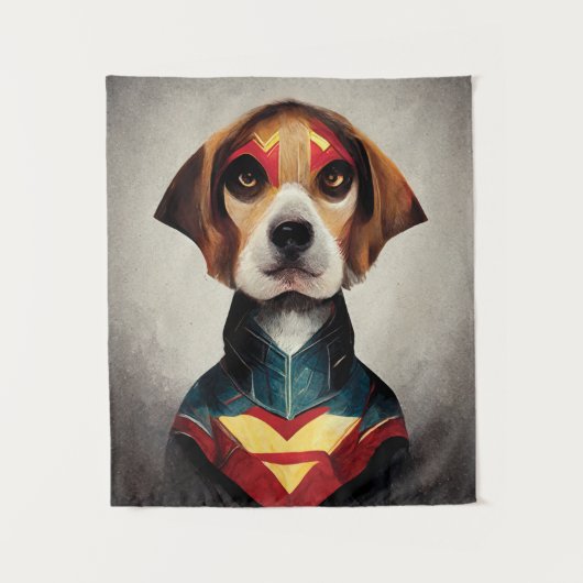 Superhero Dog Portrait | BEAGLE Wandteppich (Vorderseite)