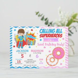 Superhero & Donut-Geburtstagseinladung Einladung